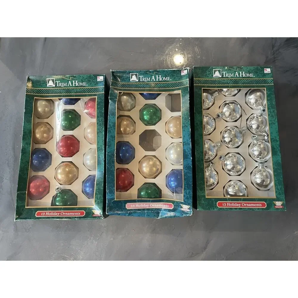 Set of 3 VINTAGE Kmart Trim A Home Christmas Ball Ornaments‎ 13 Piece Sets